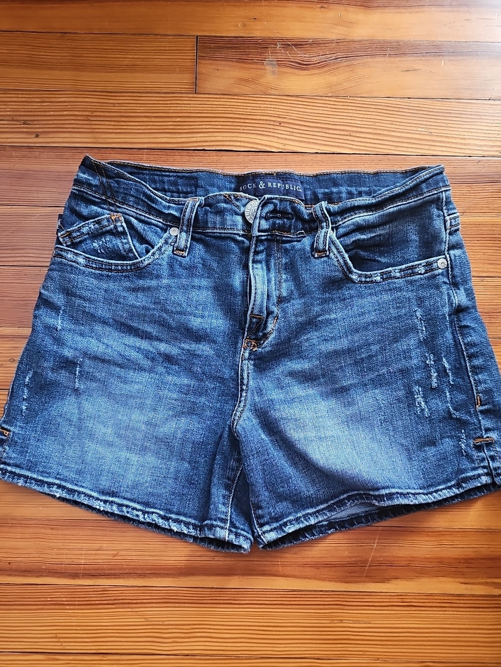 Rock & Republic Dark Blue Distressed Denim Shorts